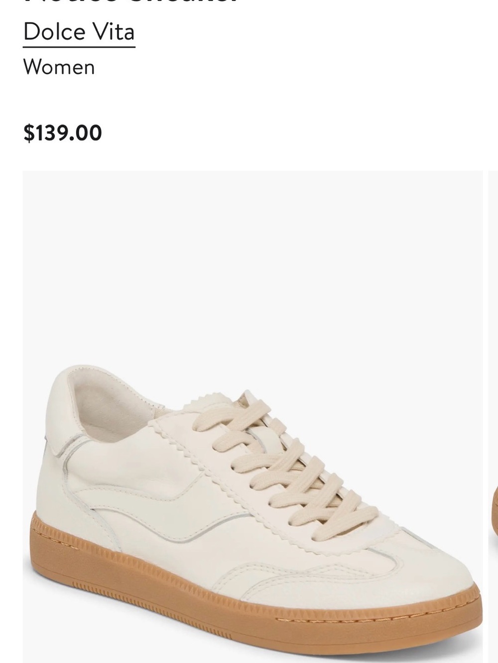 Dolce Vita Women’s Cream Lace-Up Sneaker with Gum Sole